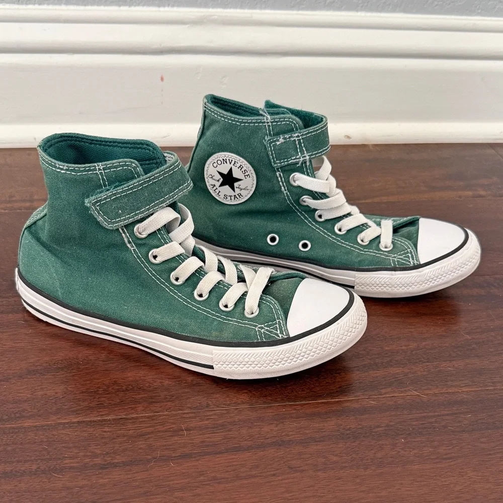 Converse High Top Sneakers — Green Canvas with White Accents